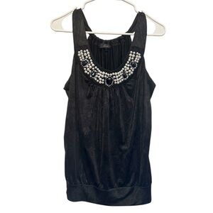 Y2K Era HeartSoul Black Top with Pearl and Gem Embellishments Large